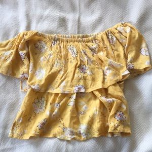 Yellow floral off-the-shoulder top
